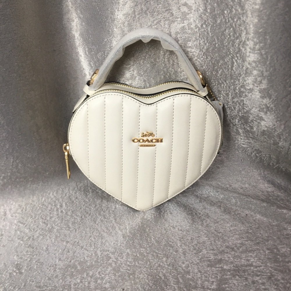 Coach Cream Heart-Shaped Mini Bag